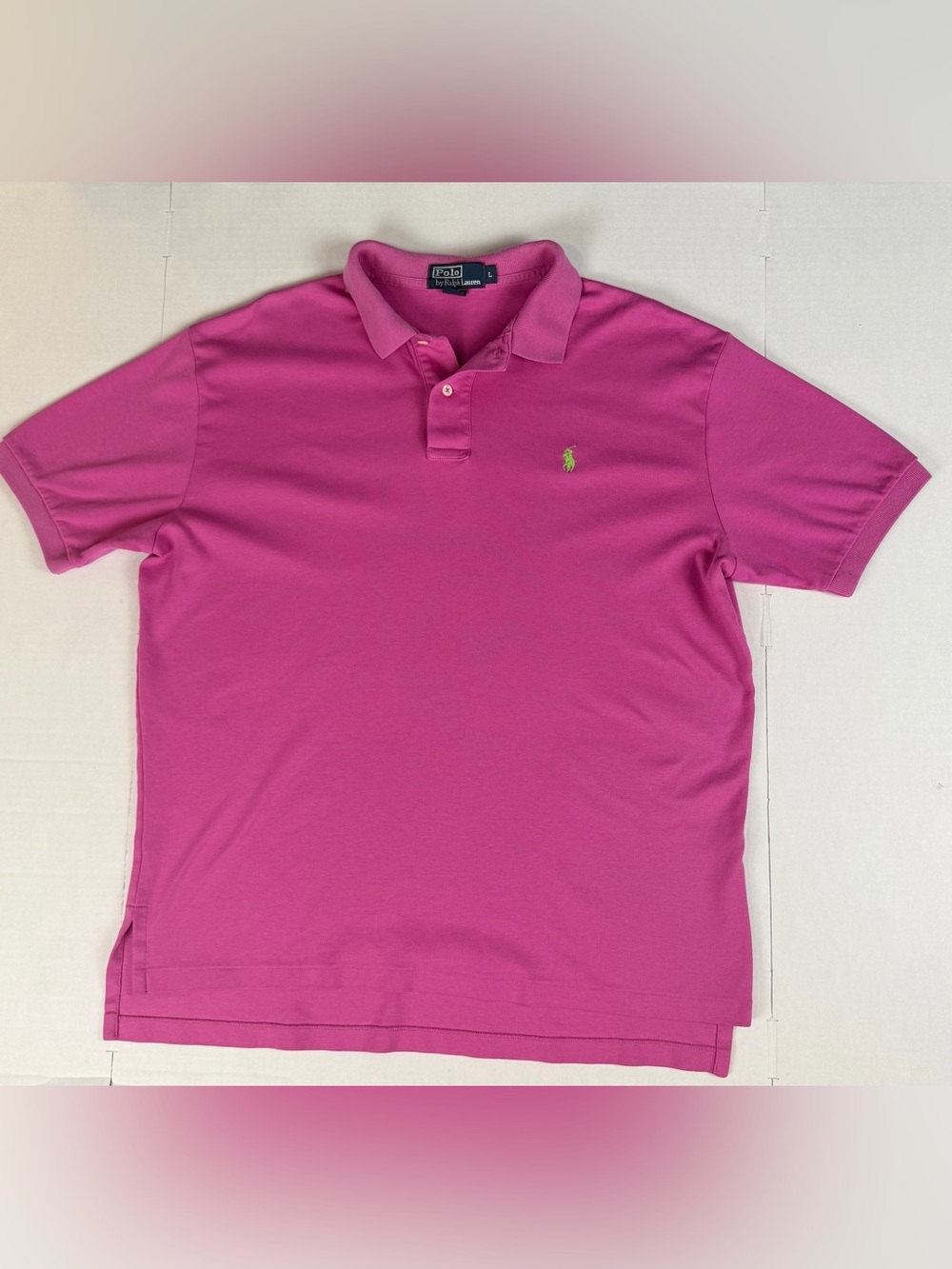 Polo Ralph Lauren Pink Polo Shirt with Green Pony Mens Large
